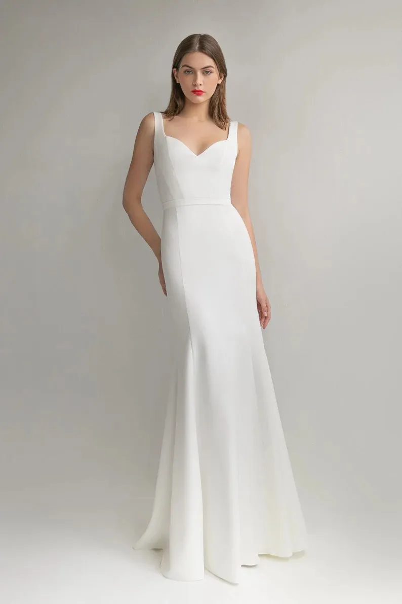 Simple Wedding Dress Mermaid 2024 Spaghetti Strap Sexy V-Neck Backless Long Bridal Gowns Custom Made Vestido De Novia 2