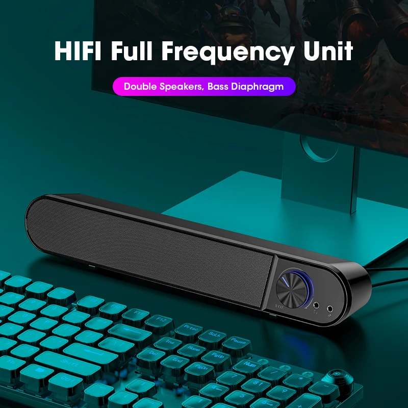 Computer Speaker With Mic Desktop Sound Bar Subwoofer Speakers USB AUX Wired Soundbar for Macbook Laptop Notebook PC Loudspeaker desktop speakers,computer speaker