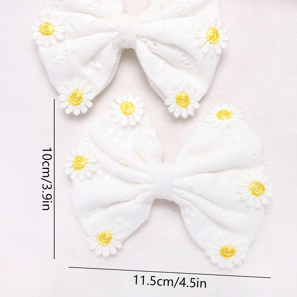 2 pc Gänseblümchen Haars pangen Mädchen weiße Schleife Haars pangen einfache Blume Haarschmuck Haars pangen für Frauen und Mädchen Kopf bedeckungen – Detail 7