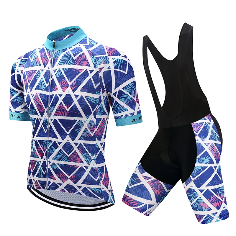 

Cycling Jersey Set Men Leaves Pattern Print Short Riding Bicycle Cycling Clothing Bib Sport Jerseys Customized/Wholesale Service