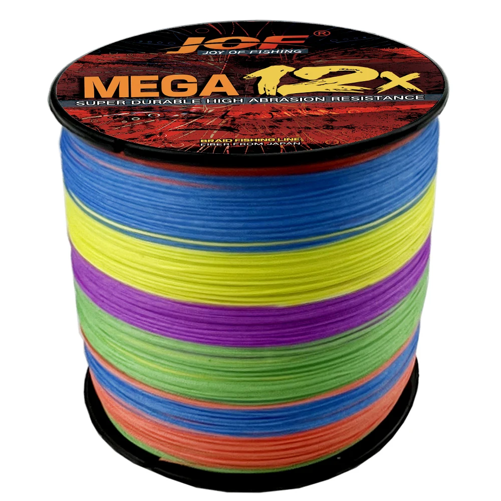 JOF Fishing Lines 300M 500M 12 Strands Braided Line Multifilament PE Fishing Line 25/30/39/50/65/77/92/120LB 0.16-0.55mm 4