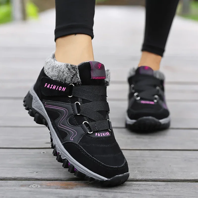 VIP Winter Women's Snow Boots Leather Women Warm Thick Plush Snow Boots Waterproof Wedge Suede Lady Shoes winter boots,women high heeled boots