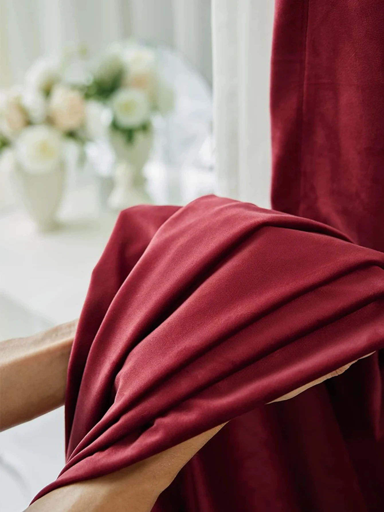 Luxurious Wine Red Velvet Blackout Curtains