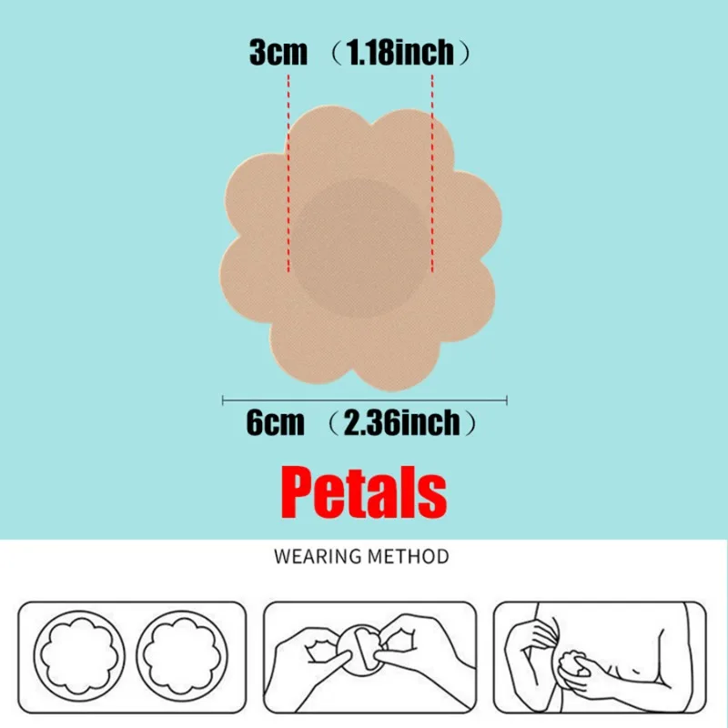 50Pcs Cloth Nipple Cover Teat Hide Women Nipple Pasties Breast Petals Invisible Bra Padding Chest Sticker Patch Covers silicone nipple cover disposable nipple cover breast nipple covers breast sticker