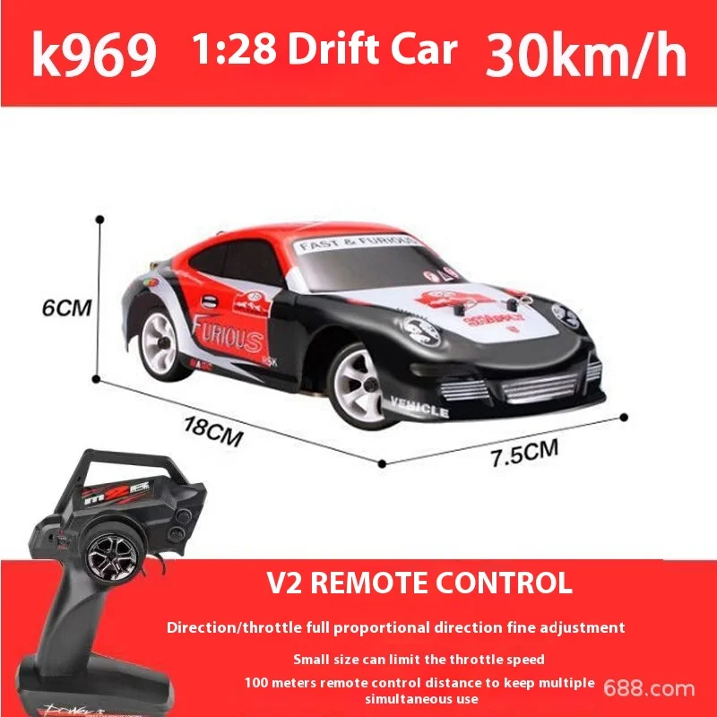 Weili 1:28 High-Speed Remote Control Four-Wheel Drive Drift Mosquito Car K989 Adult Boy Electric Rc Competition Model Car K969 4