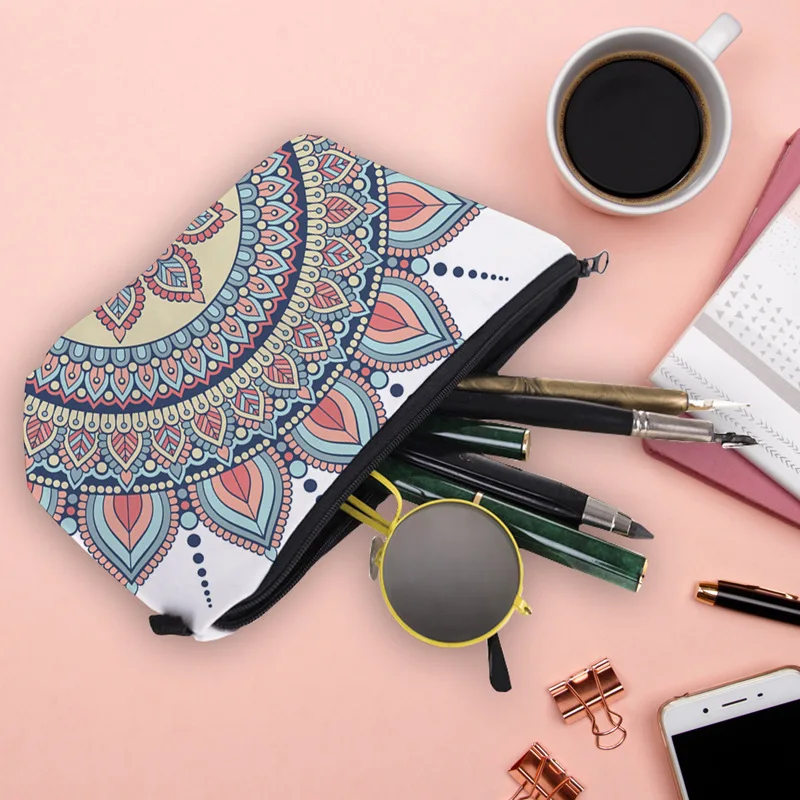 

Mandala Lotus Cosmetic Bag Mandala Makeup Bags Lotus Print Purses Flower Makeup Bag Organizer Minimalist Bags Purse