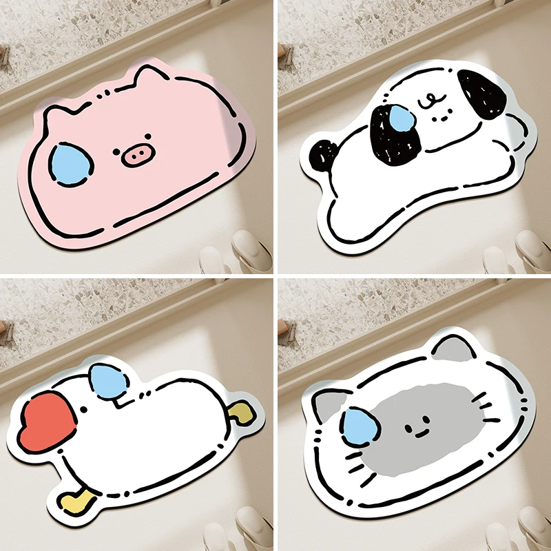 

Non-Slip Mat Diatom Mud Bathroom Water Absorption Quick Drying Cartoon Simple Washable Rubber Absorbent Pad Entrance Floor Mat