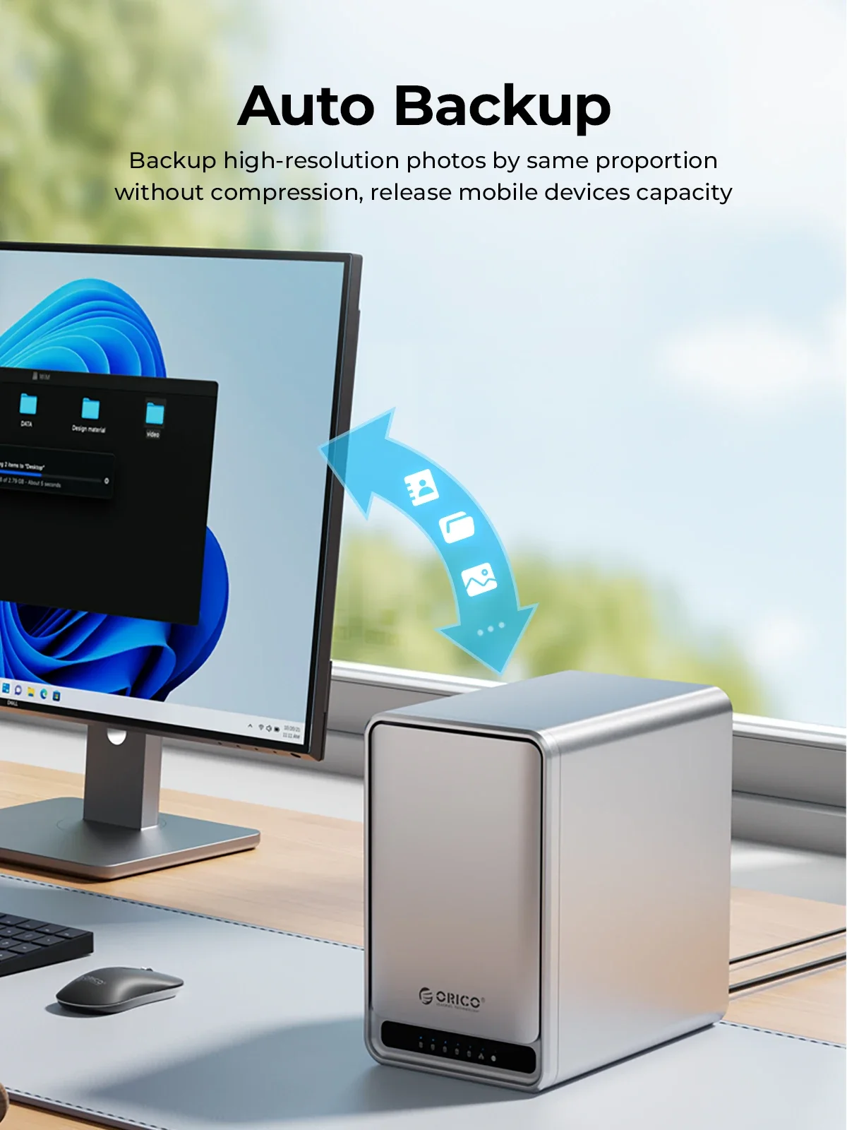 ORICO MetaCube Household Storage Type-C 3.5" HDD Case Dual-bay NAS with Automatic Backup Remote Access with Offline BT Download