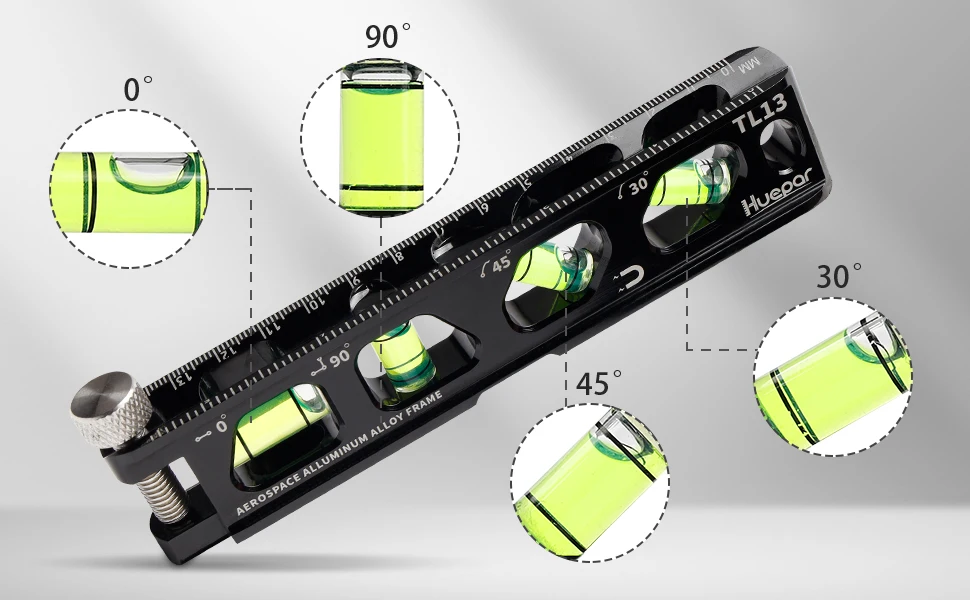 Angle Finder Magnetic Leveling Ruler With Level Bubble V-Groove & Magnetic Trac