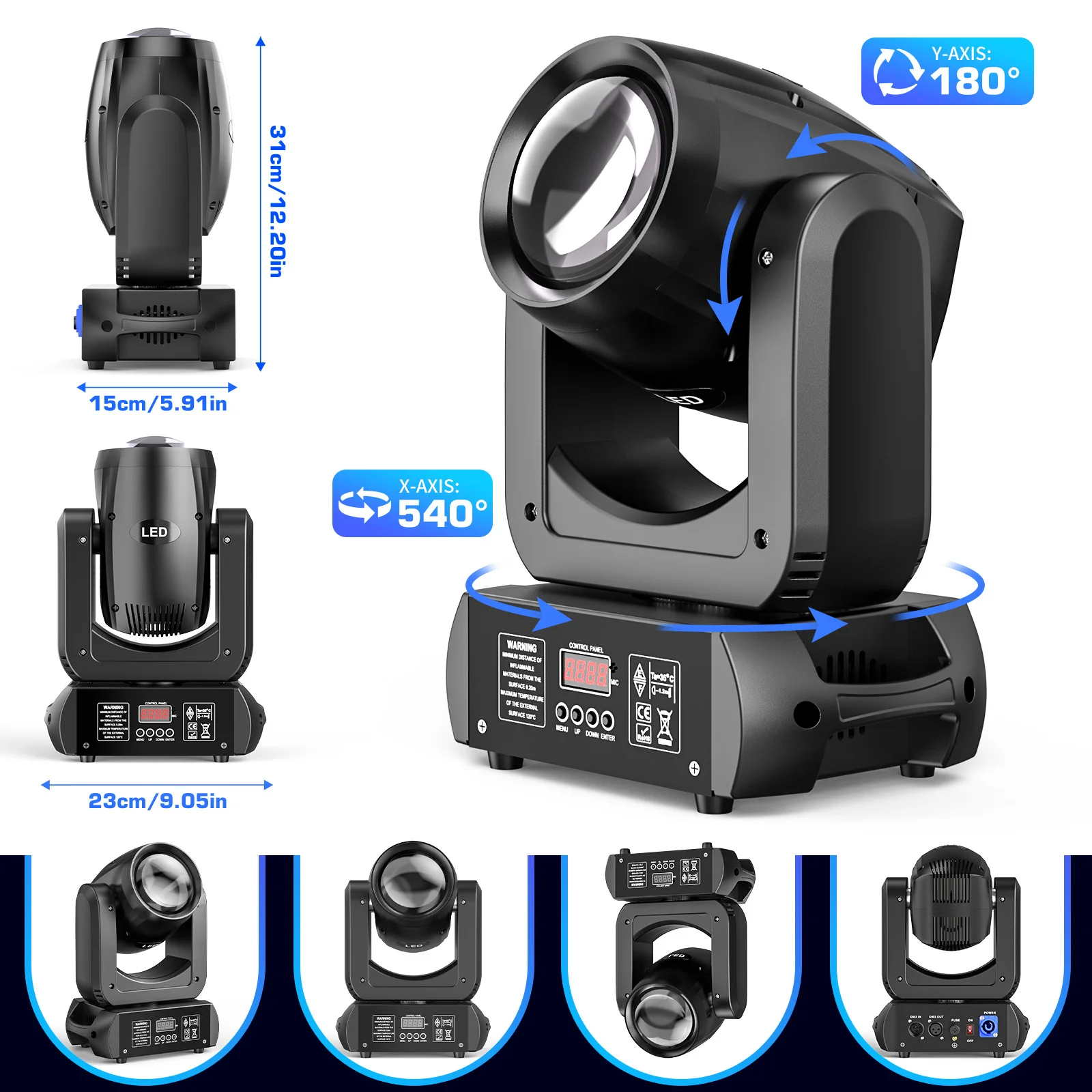 Buysumshine 150W LED Beam Super Bright Light Spot Moving Head Light Eﬀect Prism Gobo Stage Light DMX 512 Disco Dj Bar 5