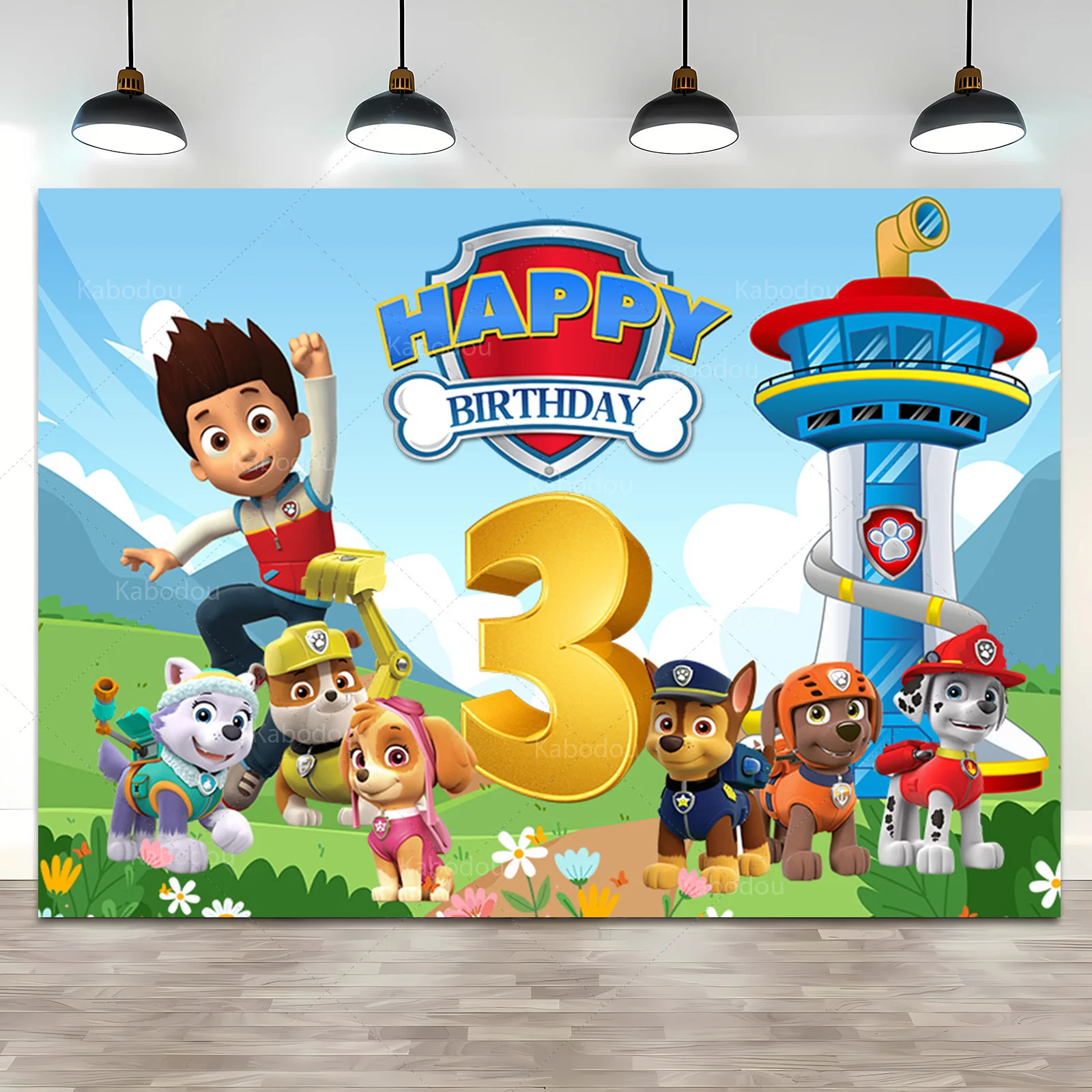 Custom Kids Name Age Paw Patrol Backdrop Boy 1st 2nd 3rd Birthday