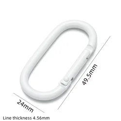5 - Piece Metal Oval Carabiner Clip Set for DIY Projects and Accessories (White)