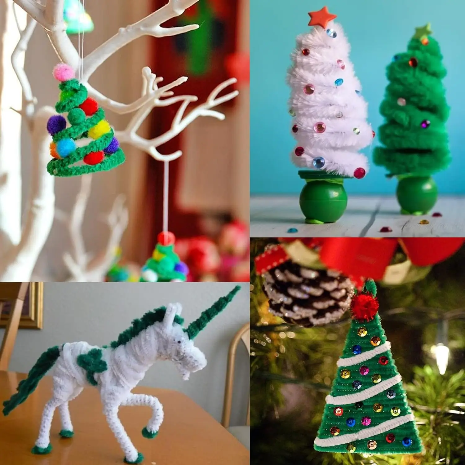 100/200/300 Pieces Green Pipe Cleaners Christmas Craft Pipe Cleaners Chenille Stem Bulk