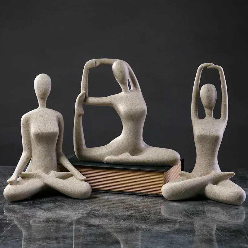

Nordic Figurines Sandstone Yoga Characters Decorative Ornaments Yoga Studio Living Room Dining Room Creative Home Decorations