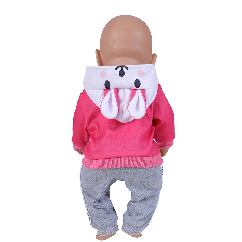 17 Inch Doll Clothes Cartoon Dog Hoodies Trousers 43cm New Born Baby Boy Clothes Sports Suit Toys for Girl Nendoroid Clothes 5
