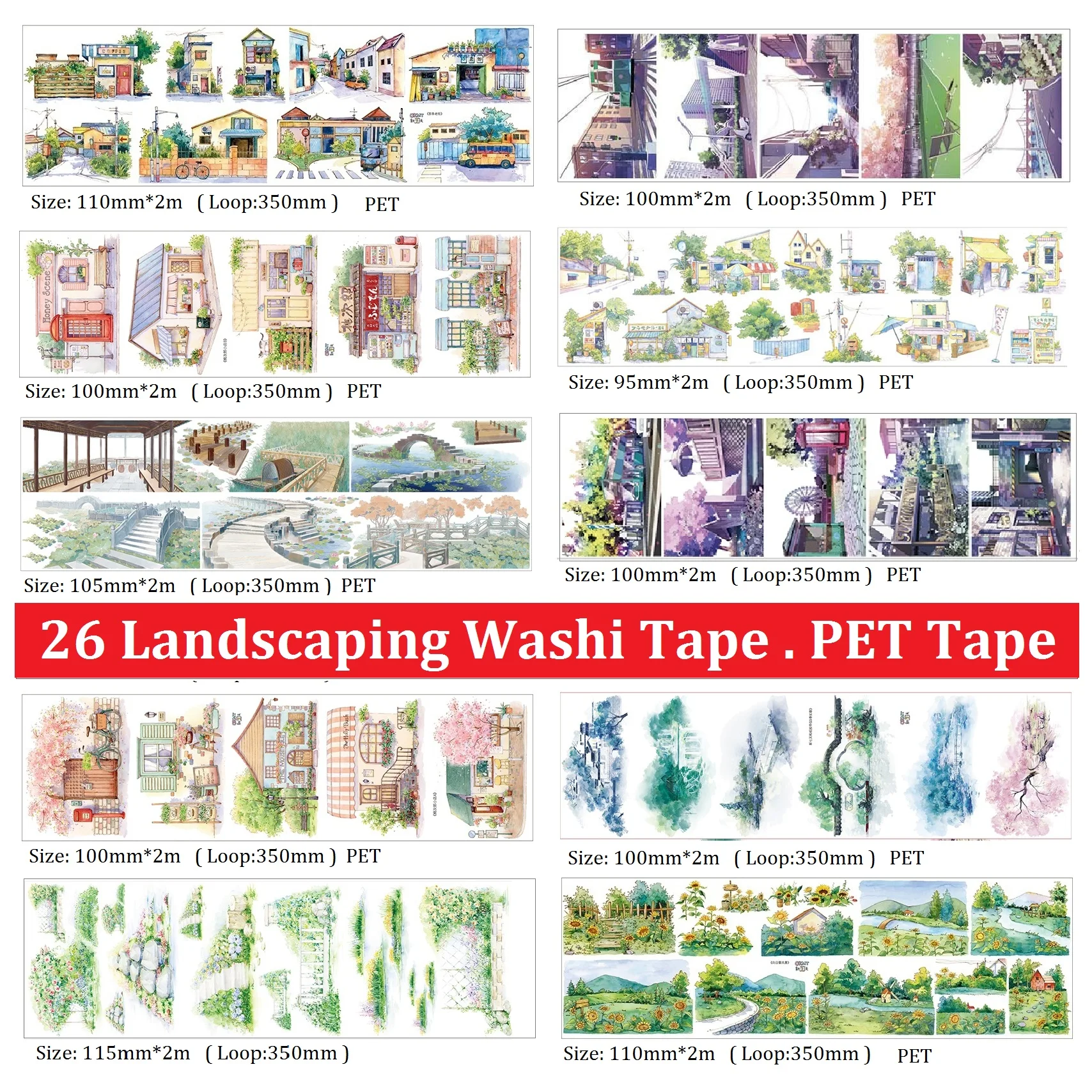 26 Landschapsarchitectuur Huisdier Masking Washi Tape Japanse Architectuur Planner Lijm Diy Craft Scrapbooking Dagboek Journal Stickers Geschenken