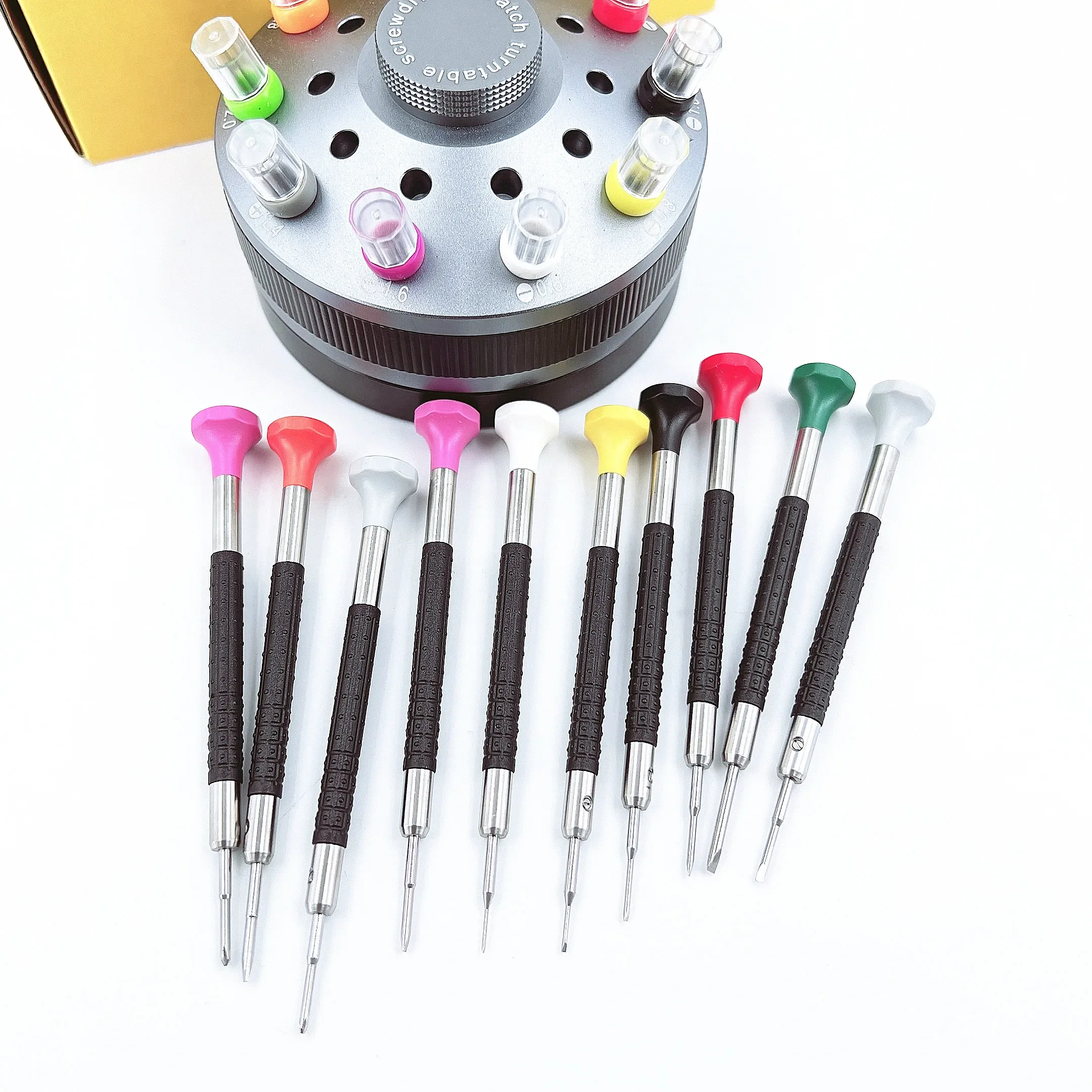 Watch Repair Tools Straight Non-Slip One-Piece Turntable Screwdriver Set 10 Drivers Set Watch Screwdriver Tools