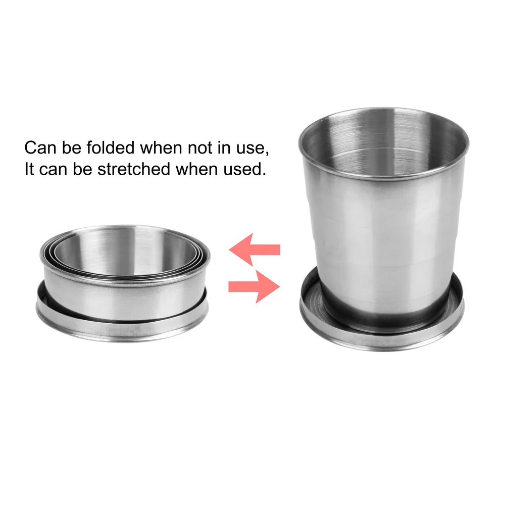 Portable Retractable Telescopic Collapsible Cups For Outdoor Travel With Keychain Stainless Steel Folding Cup Water Drinking Cup folding cup