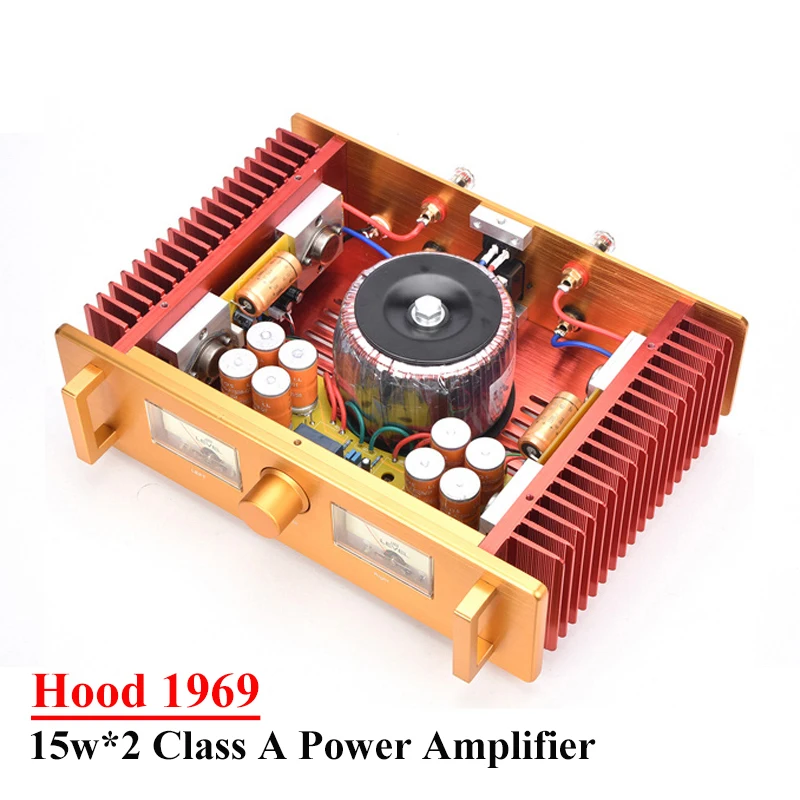 

15w*2 Hood 1969 Class A Power Amplifier High Power Low Distortion Vu Meter Single Ended Output HIFI Audio Amplifier