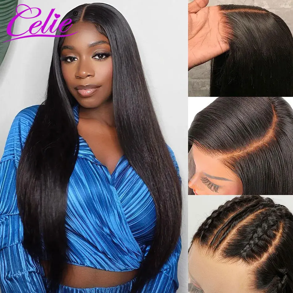 Celie Straight Lace Front Wigs For Women Ready To Go 5x5 HD Lace Closure Wig Pre Plucked Front Human Hair Wigs