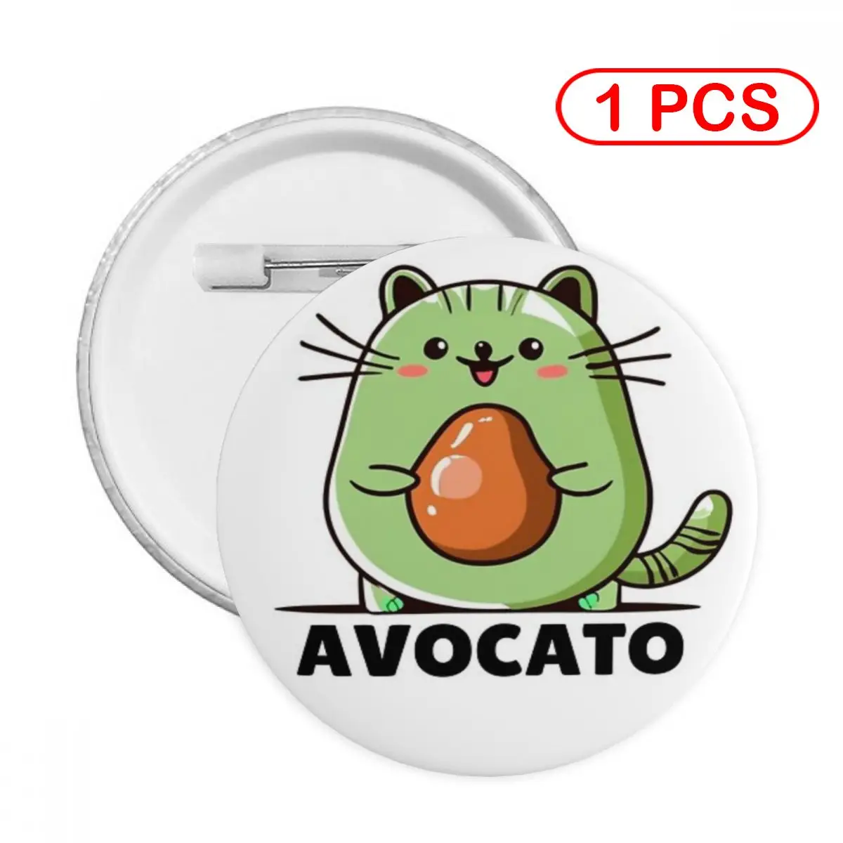 Divertente Kawaii Avocado Cat Keto Diet Joke Round Badge Modern Trendy Hat Decor Con Pin