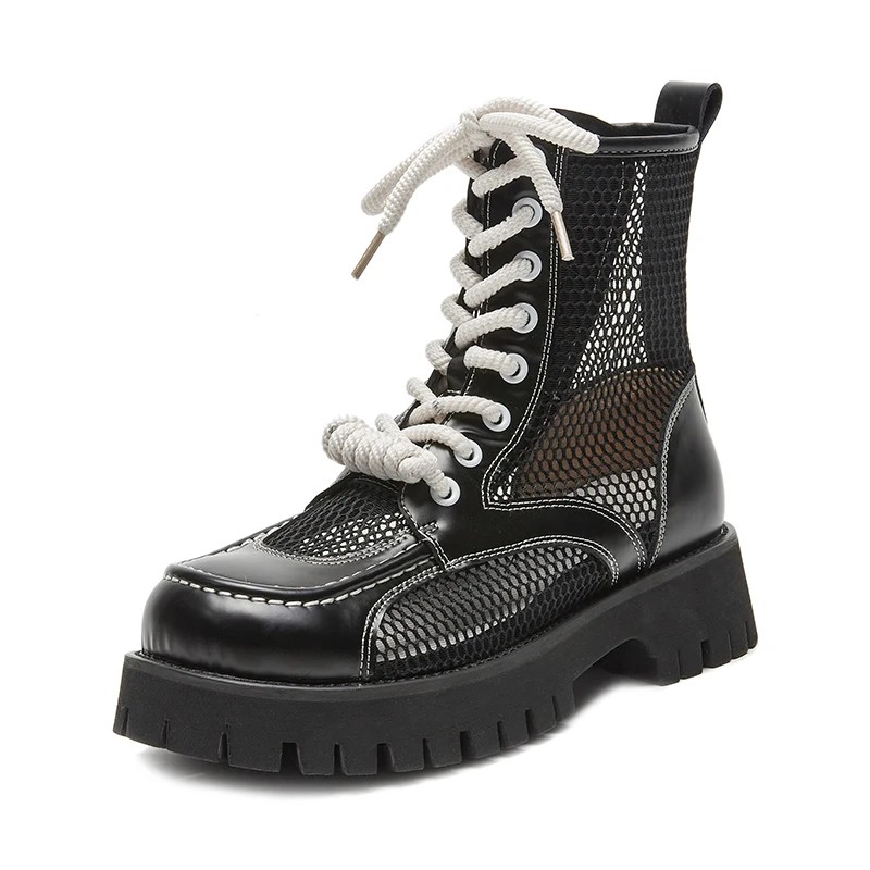 

Black Ankle Boots Female Platform Heels Women's Boots Trend 2023 Summer Elegant Luxury Designer Shoes Ladies Wedges Punk Sandals