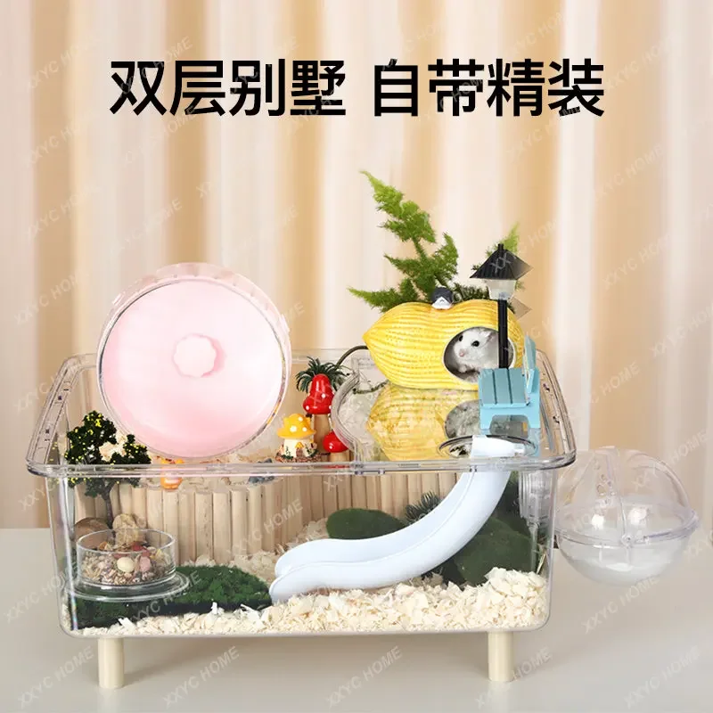 Hamster Cage Acrylic Transparent Oversized Villa Double-Layer Basic Special Feeding Box Rutin Chicken Supplies