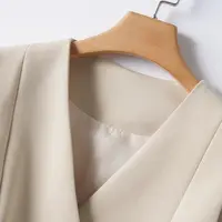 Solid Color Short Vest Women's Spring & Fall Fashion V Neck Diagonal Button Versatile Workplace Elegant Vest Jacket Top - Image 3