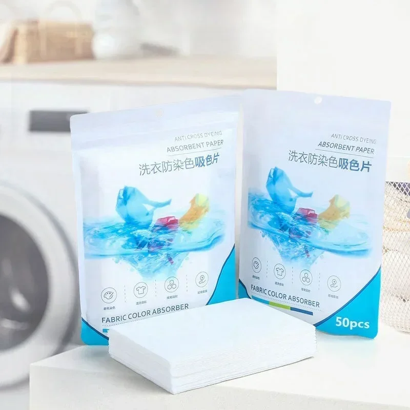50 PCS/Bag Laundry Tablets Laundry Paper Anti-Staining Clothes Sheets Anti-String Mixing Color Absorption Washing Accessories