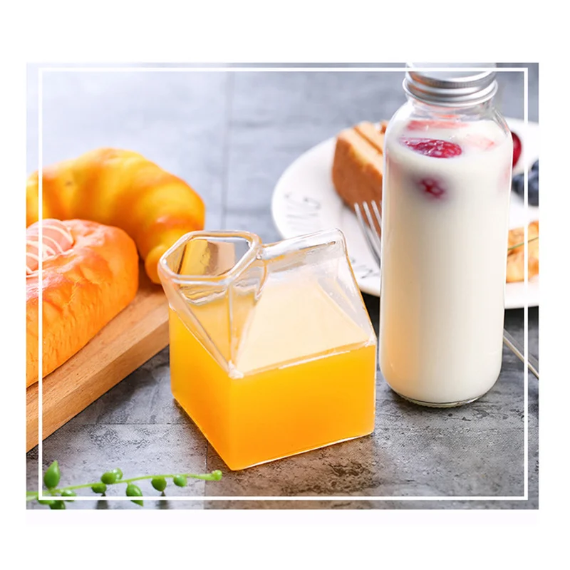 Description Picture 3 of item1Pc Half Pint Milk Carton Style Creative Mini Creamer Jug Glass Milk Mug Cow Udder Cup Milk Cup Wholesale