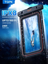 TOPK Waterproof Phone Pouch IPX8 Floating Dry Bag Waterproof Phone Case for Vacation Beach compatible with under 7 inches phones