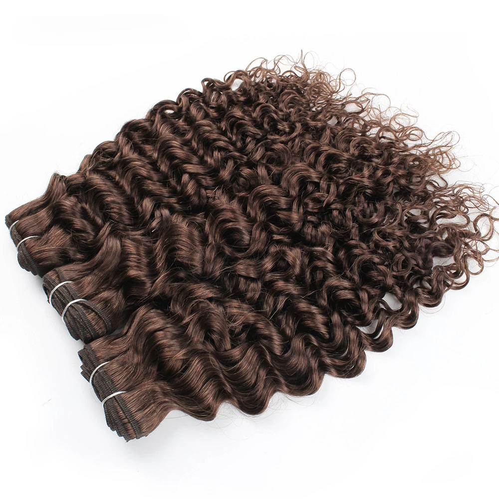 2/3 Bundles Chocolate Brown Water Wave Remy Human Hair Weave Extensions 10-24 inch Quality Soft No Tangle MOGUL HAIR human hair extensions,human hair bundles