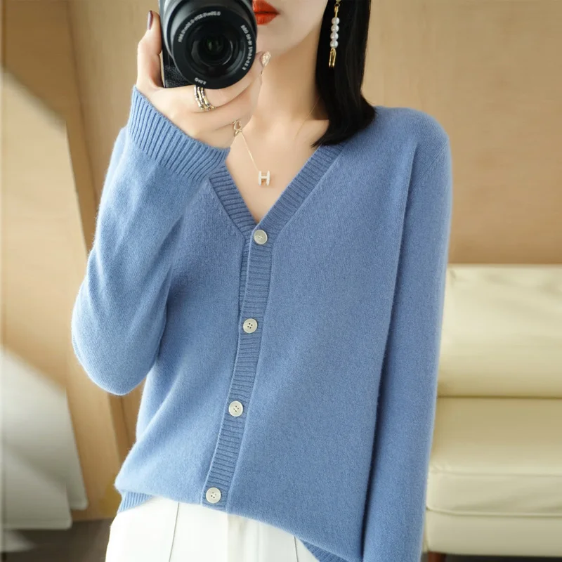 

2023 New Fashion Autumn Winter Cashmere cardigan Women O-neck Cashmere Cardigan Sweater Female