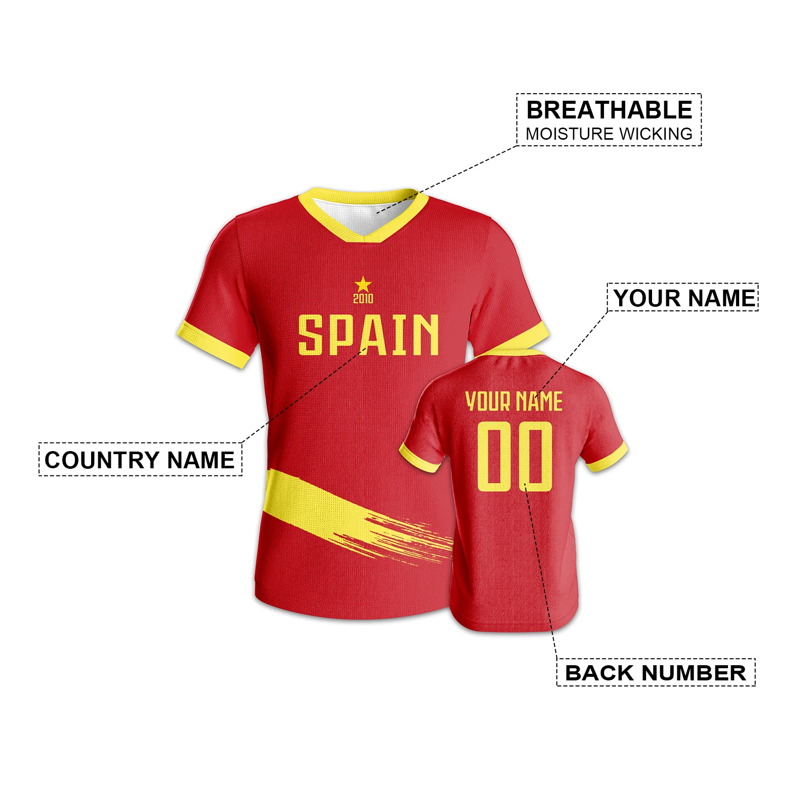 custom spain soccer jersey with print name number personalized football team shirt for men women youth Custom Spain Soccer Jersey with Print Name Number Personalized Football Team Shirt for Men Women Youth 2