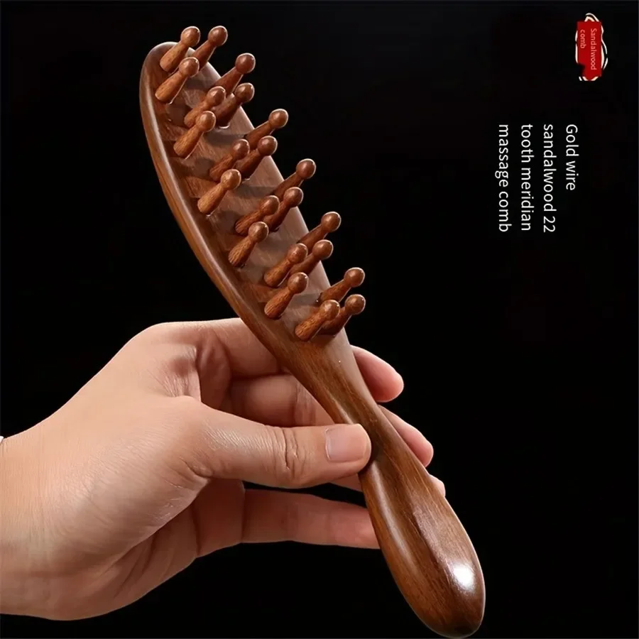 Rosewood Massage Comb: 2024 New, Dense Wooden Teeth for Pain Relief - Health & Home Care