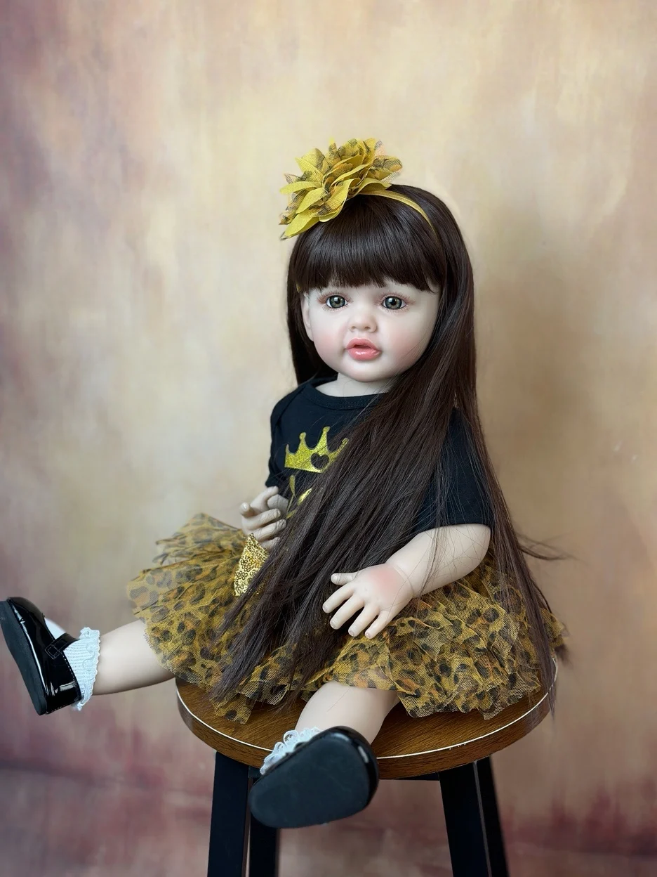 BZDOLL Lifelike 55 CM Soft Silicone Reborn Baby Realistic Girl Doll 22 Inch Princess Toddler Art Bebe Birthday Gifts for Child 5
