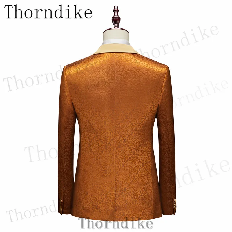 Thorndike Orange Mens Suits 3 Piece Casual Tuxedos for Wedding Groomsmen Suits Men (Blazer + Vest + Pant)