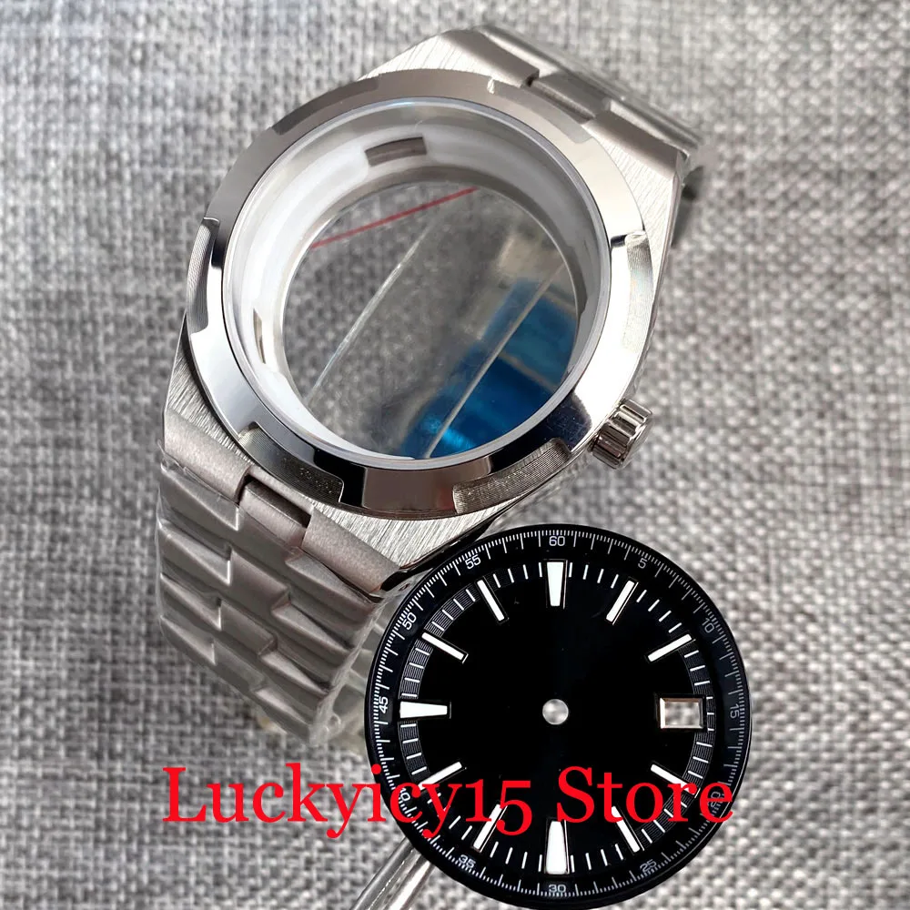 Enhanced Stainless Steel Watch Case with Sapphire Glass Back and Push-Pull Crown, 41MM