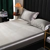 Luxury Satin Fitted Bed Sheet High Density Fabric Fitted Sheet  Breathable Supple  Fit Sheet with 2 pillwcase 3