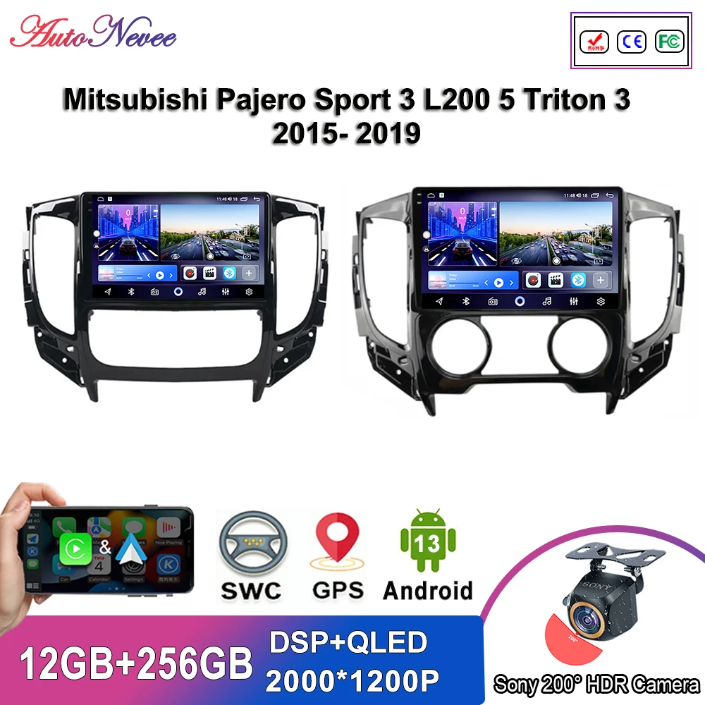 Android Car Dvd Per Mitsubishi Pajero Sport 3 L200 5 Triton 3 2015- 2019 Lettore Multimediale Stereo Head Unit Navigazione Gps Hdr