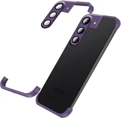 Frameless Silicone Bumper Shockproof Phone Case with Built - in Camera Lens Protector - Smsung s23 (Purple)