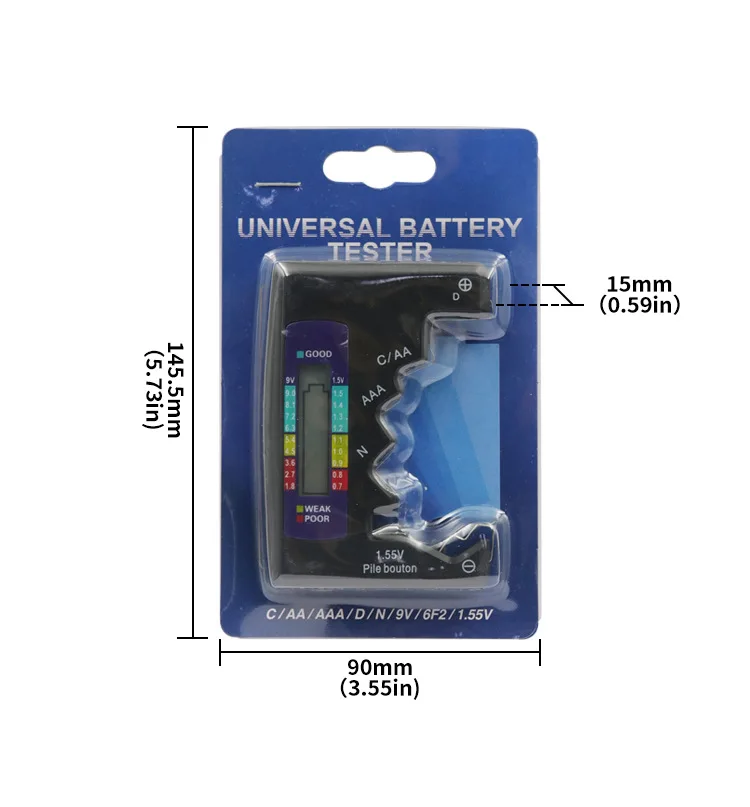 Digital Battery Tester Capacity Detector For C/D/N/AA/AAA/9V 6F22 Batteries /1.55V button cell - 6
