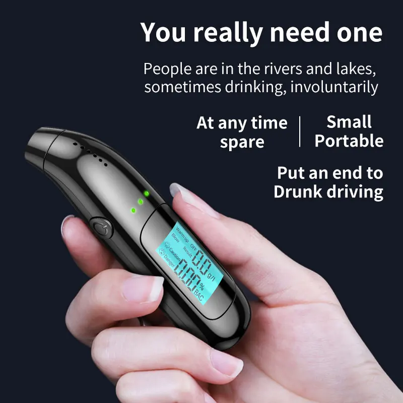 Alcohol Tester Professional Alcohol Detector LCD Display Digital Alcohol TesterBreath Rechargeable Breathalyzer Alcotester Drunk Driving Test Breath Alcohol Tester