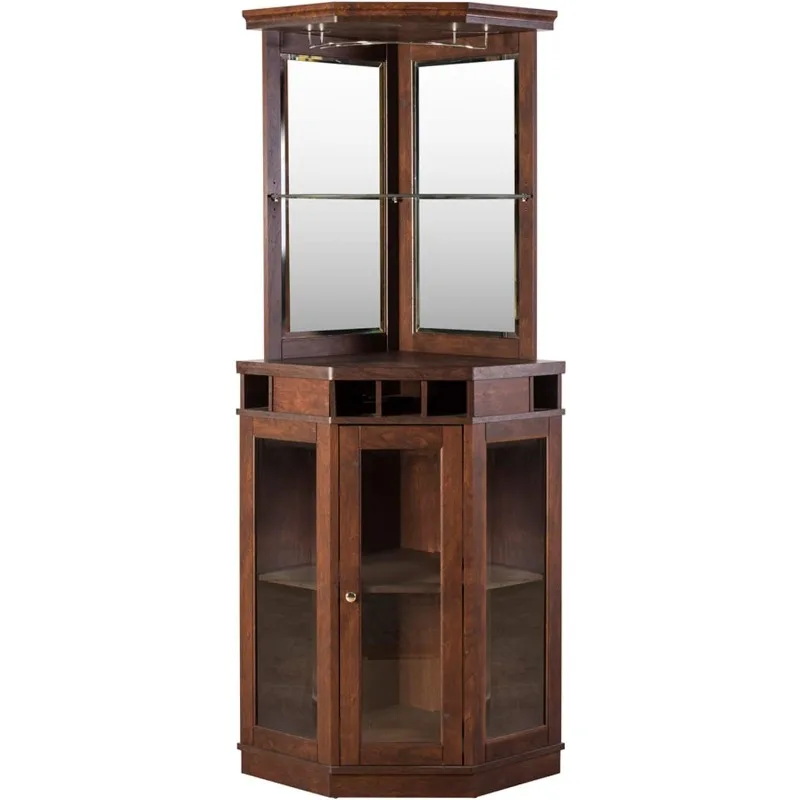 

Splendid Dining Room or Lounge Corner Bar with Wood Frame and 5 Bottle Wine Rack, Mahogany