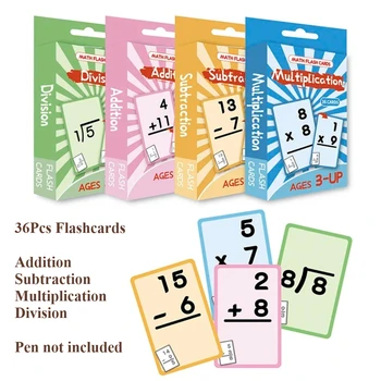 36Pcs Math Addition Subtraction Multiplication Division Erasable Reusable Number Learning Cards Children's Math Teaching Toy hot 1