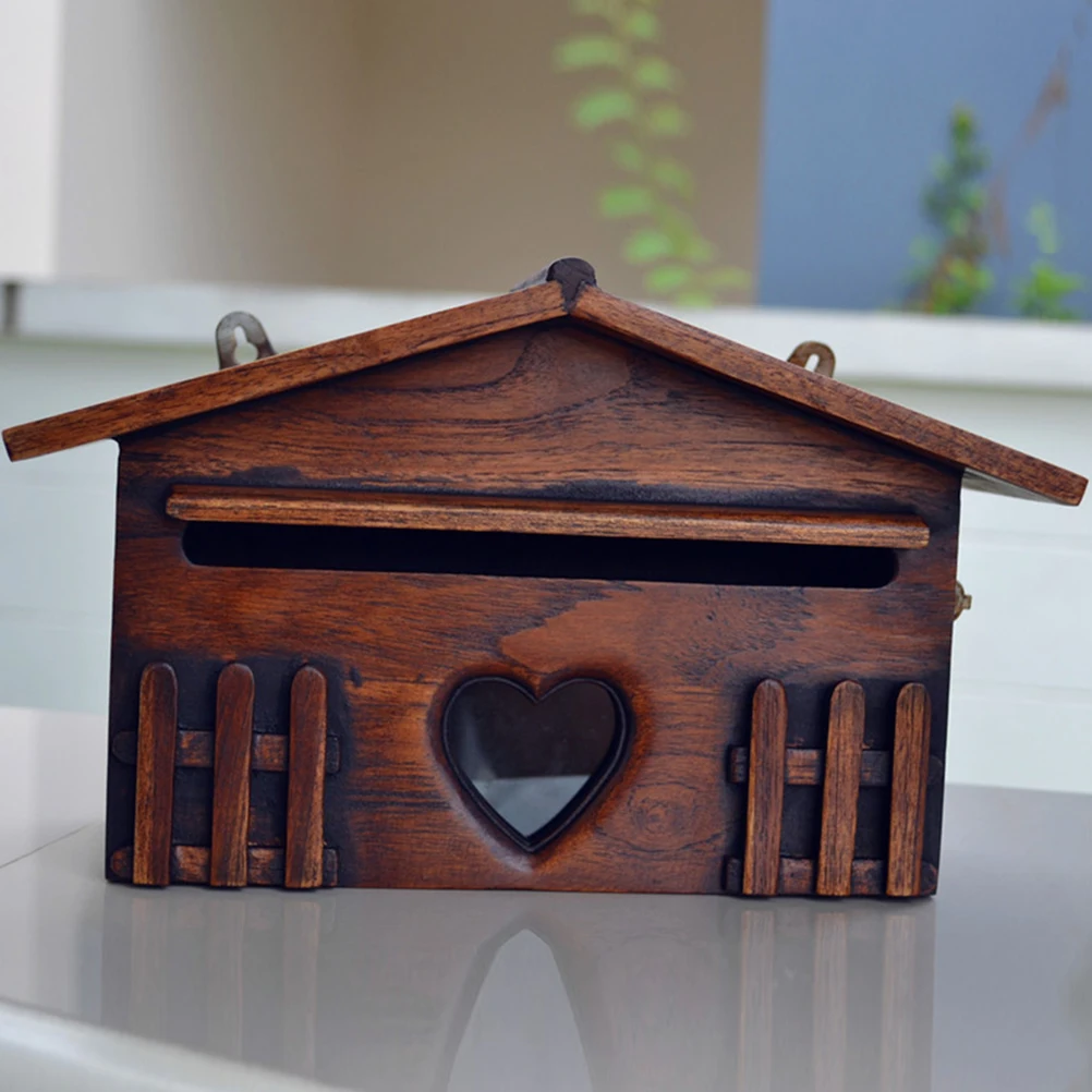 Outdoor Wooden Mailbox Villa Wall Mounted with Lock Suggestion Bamboo Office