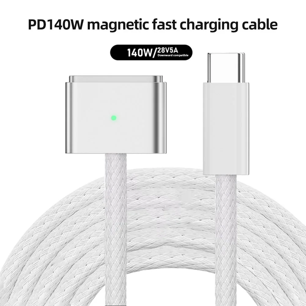2M Magnetic Charger Cord Type-C Male To Magsafe Fast Charging Plug with LED Light Max Power PD140W for MacBook Air/Pro 2