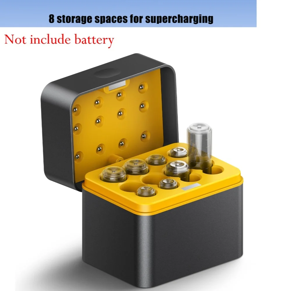 Battery Charging Case with 8-Compartment Storage and Overcurrent Protection for 1.5V Lithium Batteries