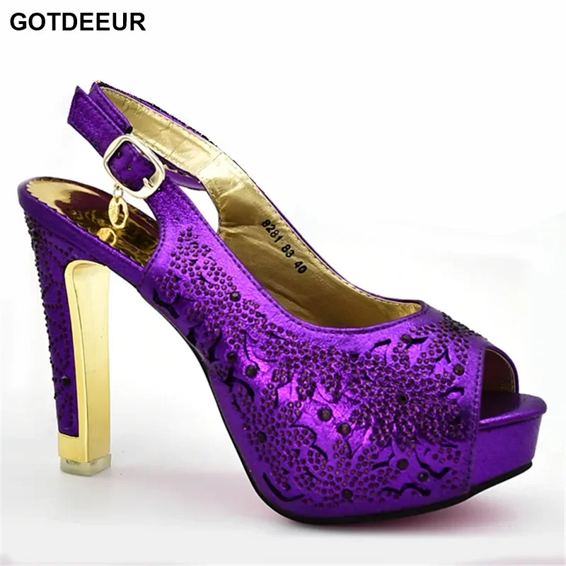 

Latest Nigerian Women Sandals High Quality Decorated with Rhinestone Luxury Shoes Women Designers Sexy Heels Pumps Women Shoes