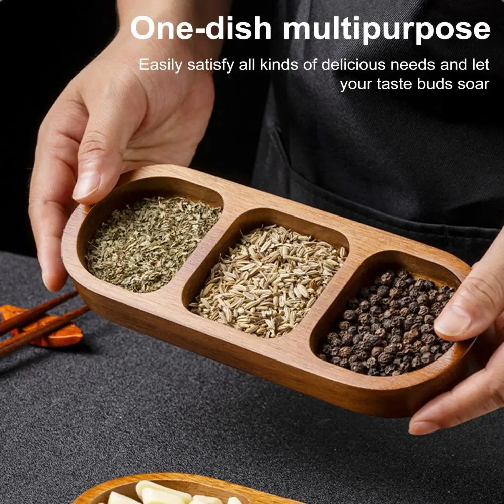 Wooden Divided Serving Tray Condiment Dish Multi Compartment Sauce Dishes wooden serving tray sauce dishes for Snacks Appetizers Fruit Candy Elegant Wood Plates